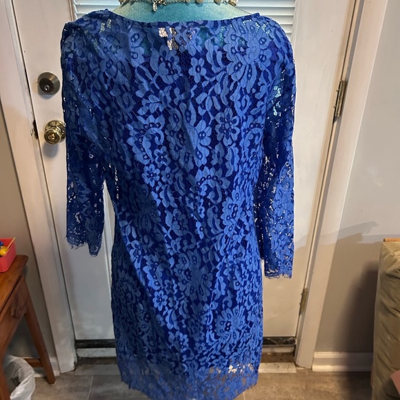 Anthropologie Royal Blue Lace Midi Dress - Picture 2 of 6